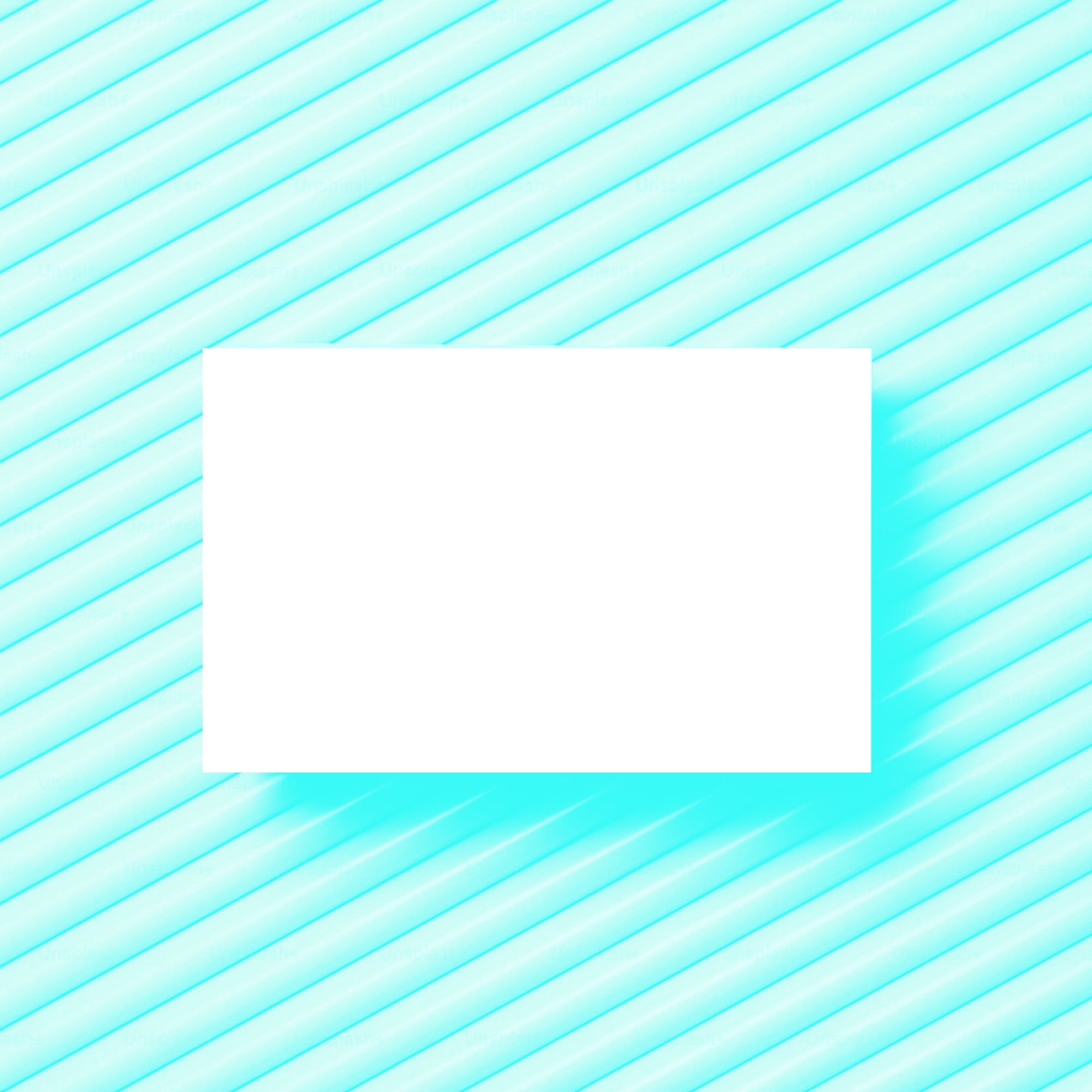 blank white business card teal diagonal striped background