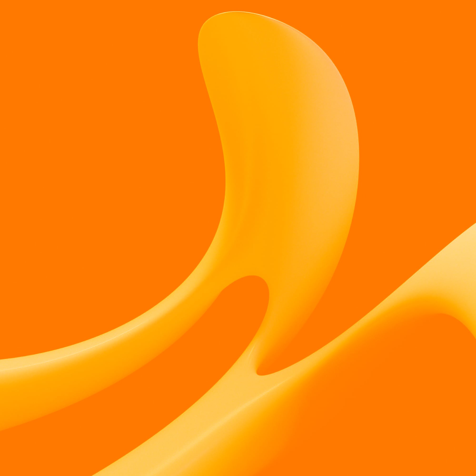 abstract orange 3d fluid wave shapes on orange background