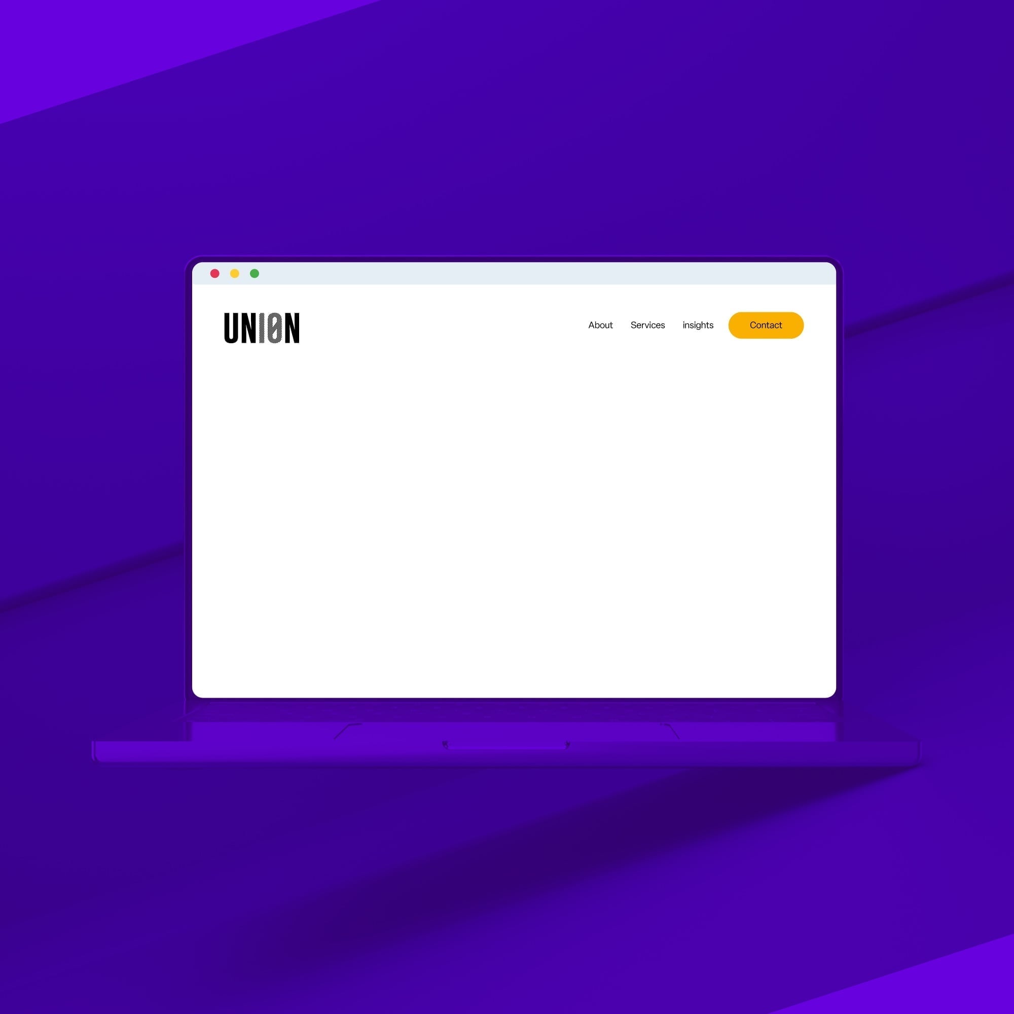 browser window showing union website navigation menu purple background