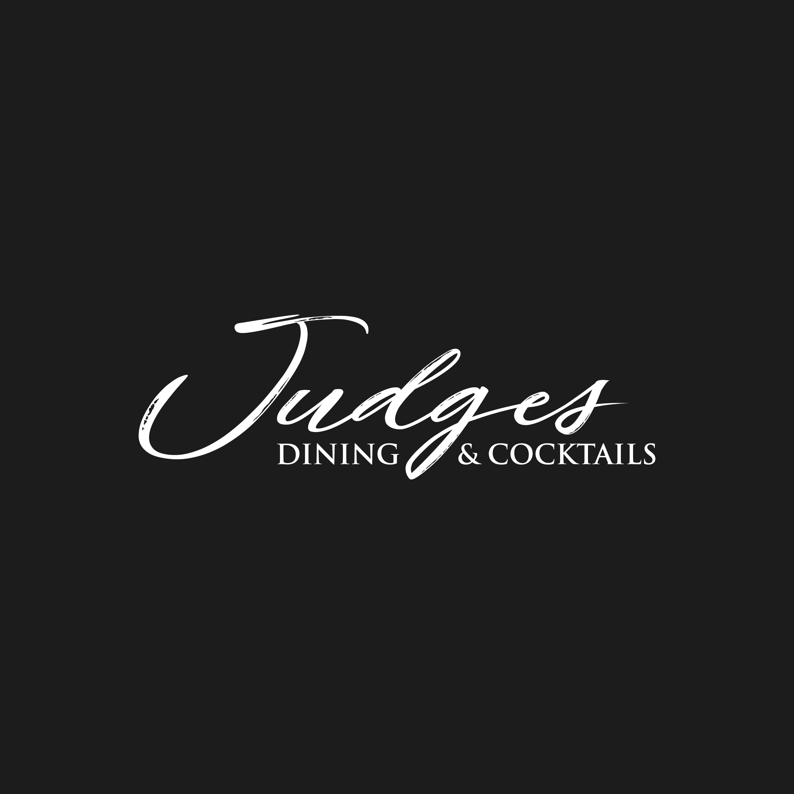 Judges Dining & Cocktails logo centred on a dark background