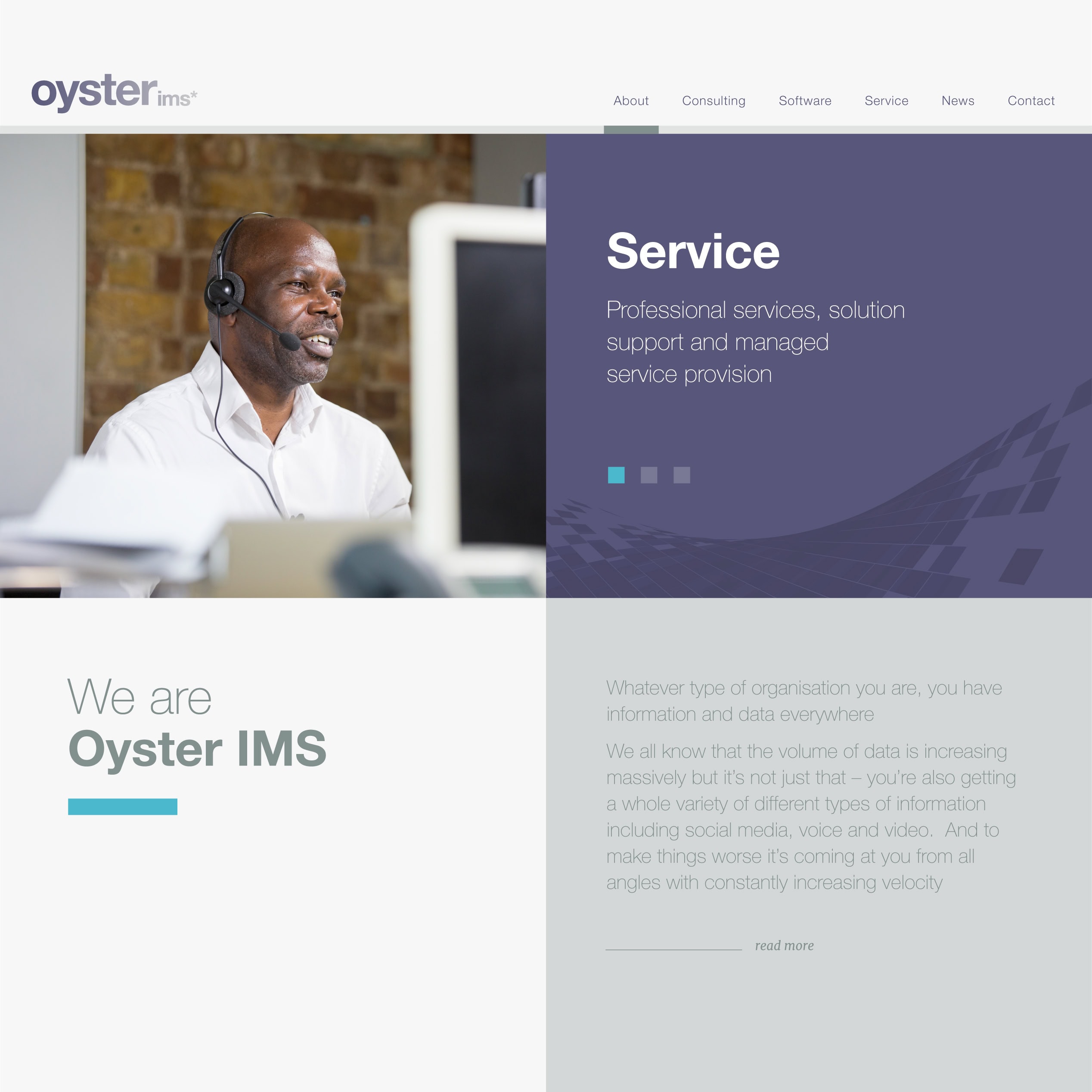 Oyster IMS website service page design