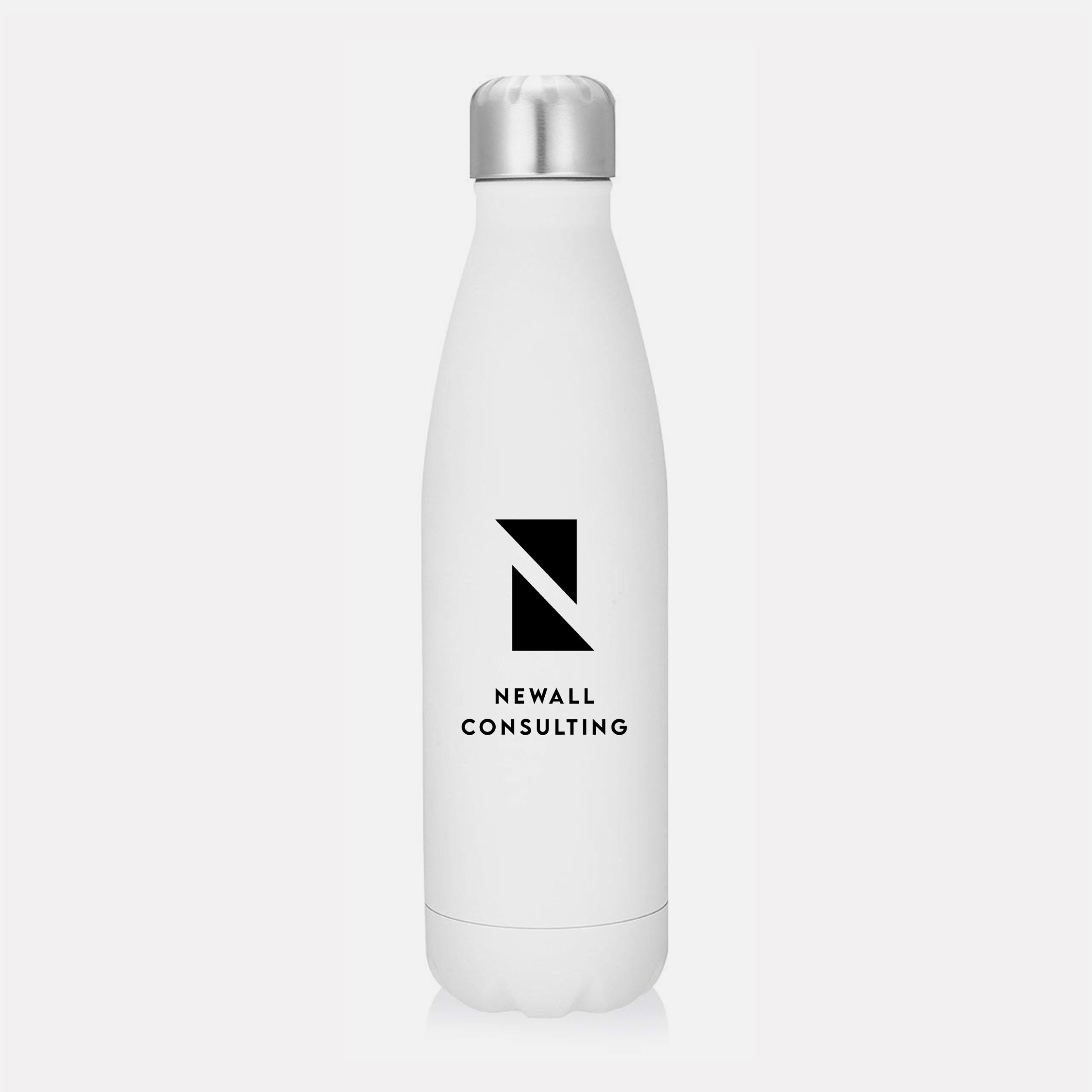 Newall Consulting branded water bottle in monochrome