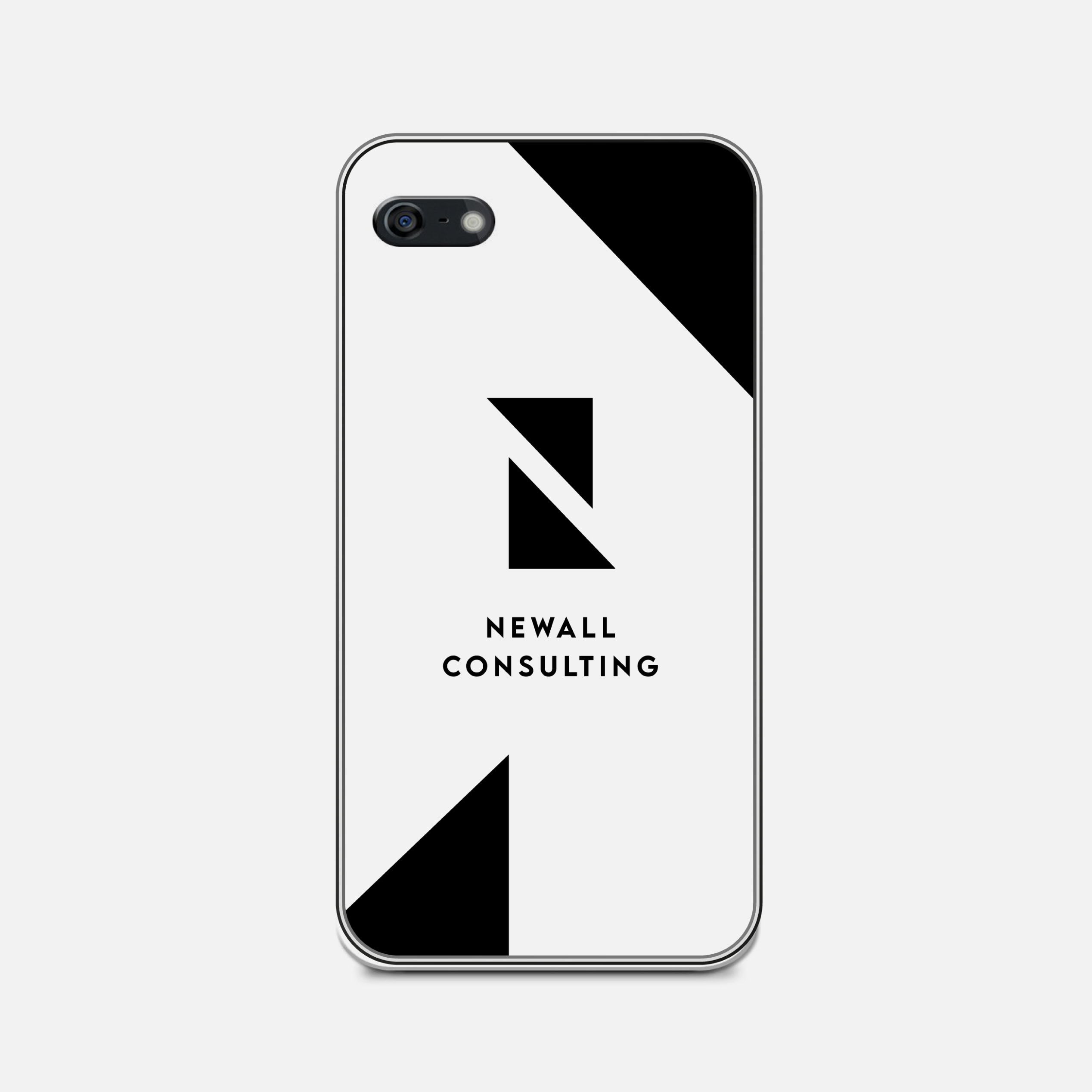 Newall Consulting branded phone case design in black and white