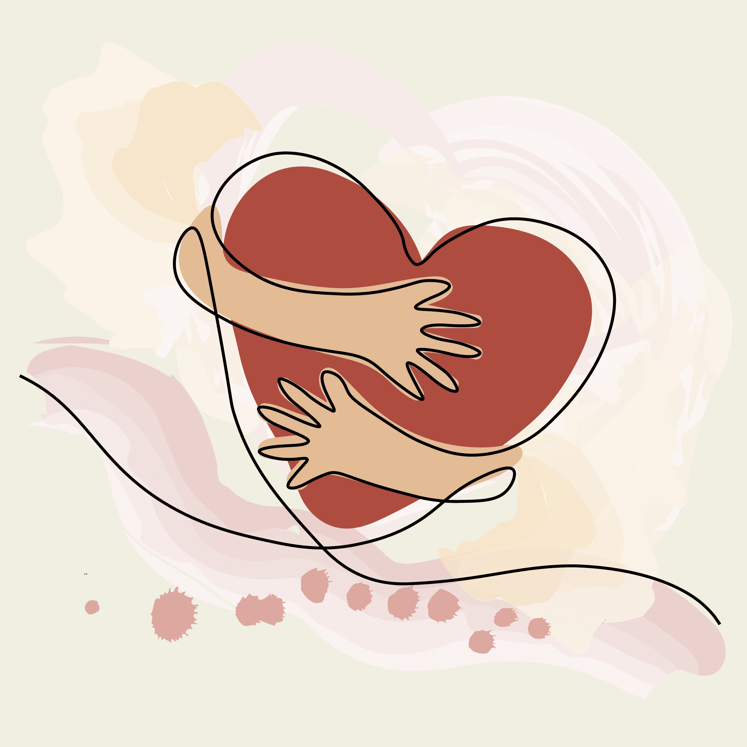 Website section with heart-in-hand illustration
