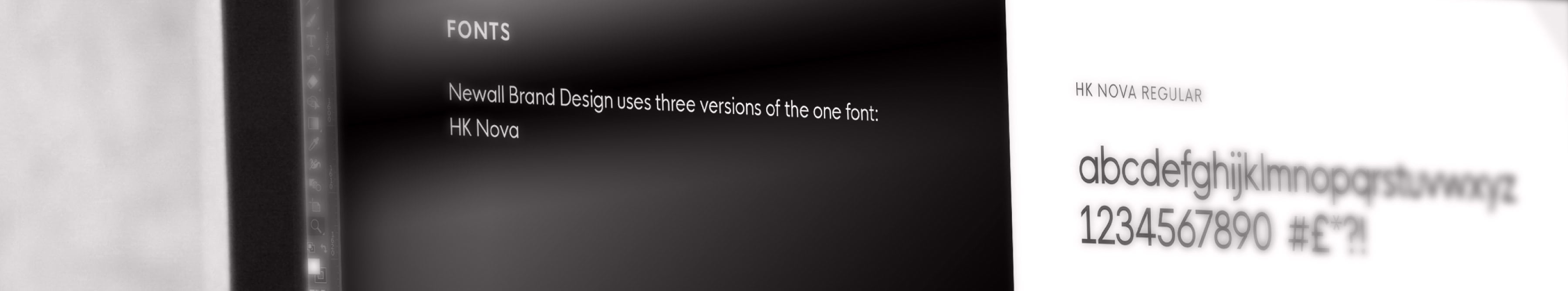 Close-up shot of a computer screen show a fonts page of brand guidelines.